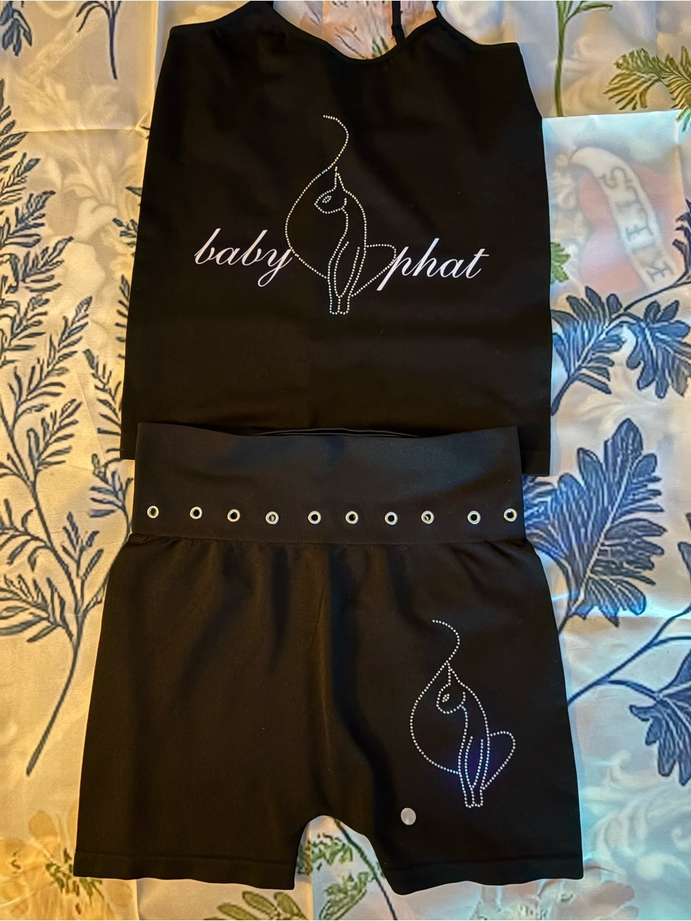 Baby Phat Women Logo Shorts Set — Rhinestone Accent